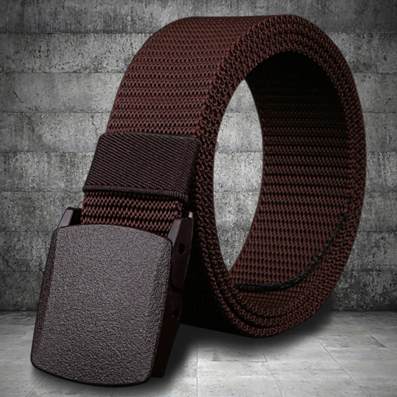 Men's Belt Casual Lightweight Breathable Tactical Outdoor Automatic Buckle Military Training Security Check Male's Canvas Belts image 4
