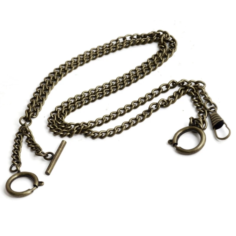 Classic Pocket Watch Double Albert Chain T-Bar Watch Chain Link Vintage Heavy Duty Pocket Chain Men Fashion Accessories