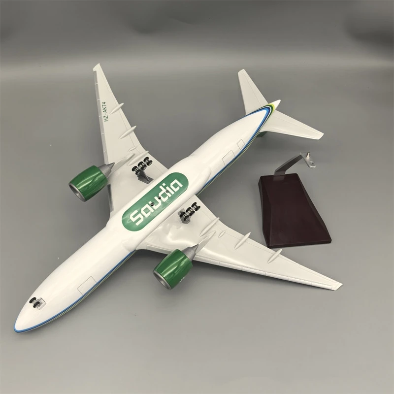Modelo de avião brinquedo avião modelo resina 1/157 escala 47cm b777 carga saudita airways com pouso geal display kit construção diecast