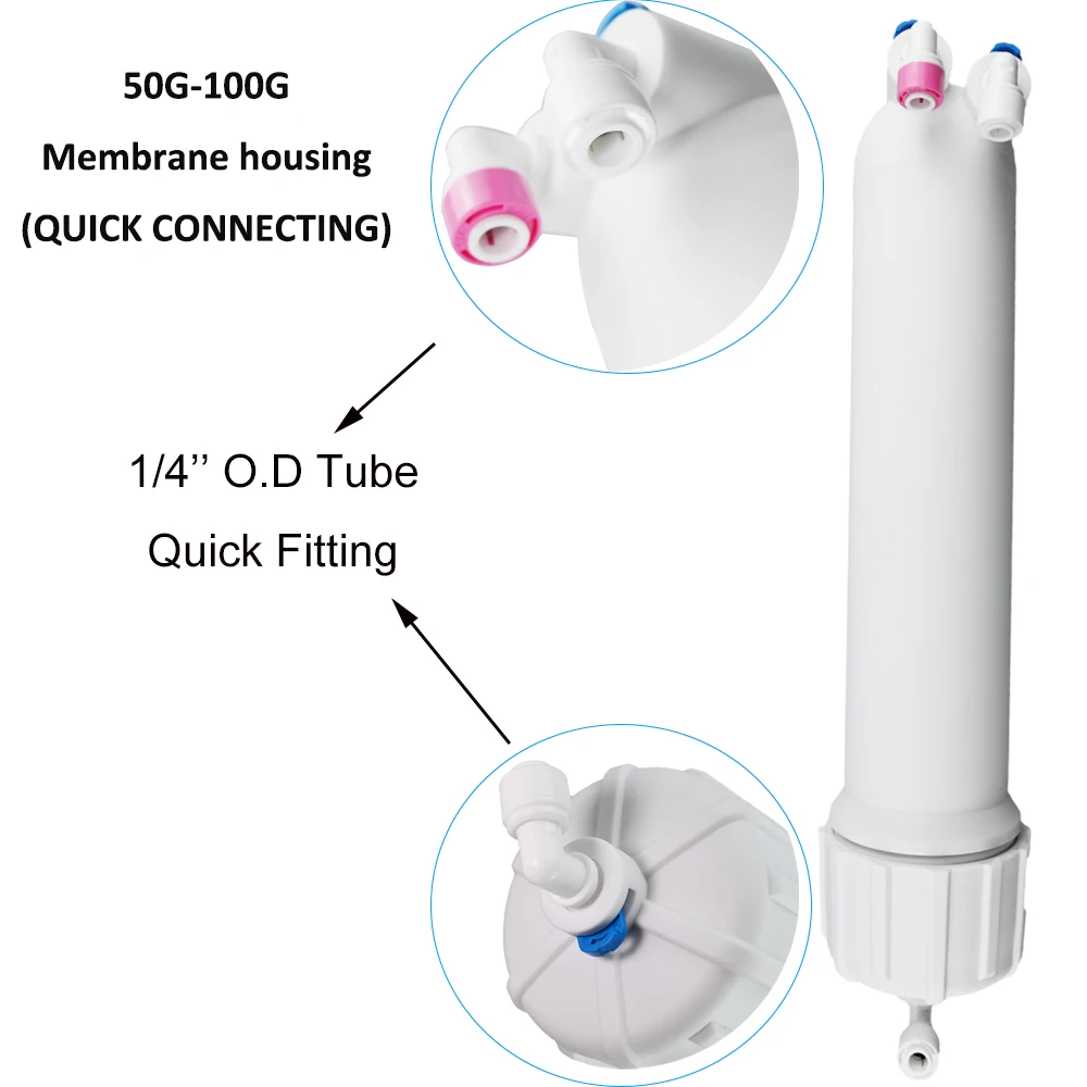 Reverse Osmosis Membrane Housing For 50G 75G 100 GPD  White 1/4\