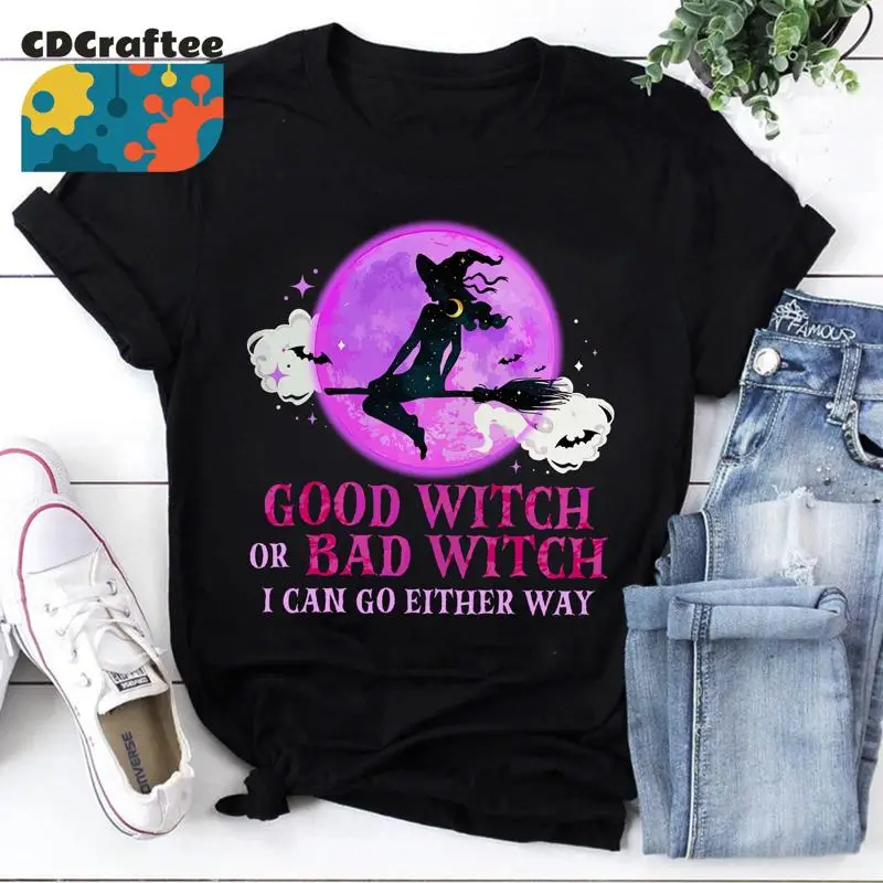 Футболка «Хорошая ведьма или плохая, я могу идти», винтажная футболка с ведьмами на Хэллоуин Футболка «Хорошая ведьма или плохая, я могу идти», винтажная футболка с ведьмами на Хэллоуин