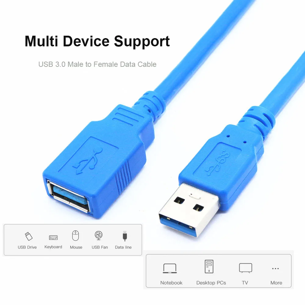 USB 3.0 męskiego od do USB 3.0 żeńskiego przedłużacza AF USB3.0 0.3m 0.5m 1m Super prędkość konwerter do kabla danych Adapter do TV PC