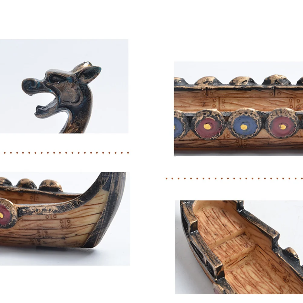 

Resin Incense Burner in Dragon Boat Shape Creative Ash Catching Tray for Incense Burning Compact Desk Decor for Living Room