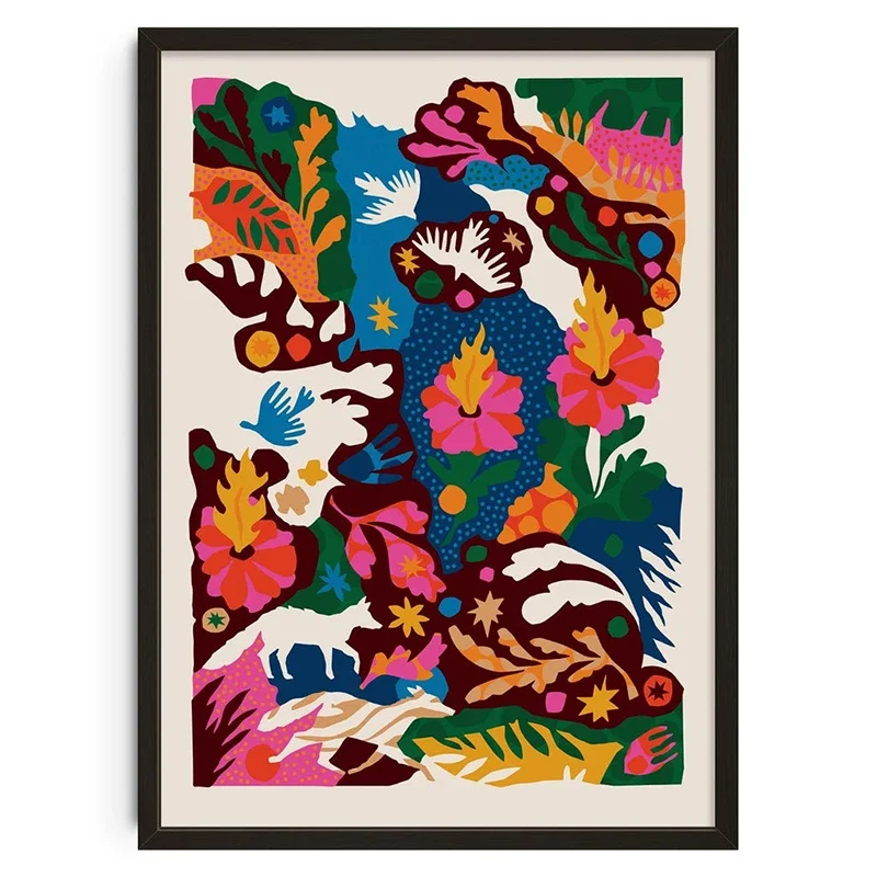 اليابانية أوكيناوا الجودة قماش المشارك منتصف القرن باوهاوس هندسية الأفعى الحيوان جدار الفن يطبع لغرفة المعيشة ديكور المنزل #4