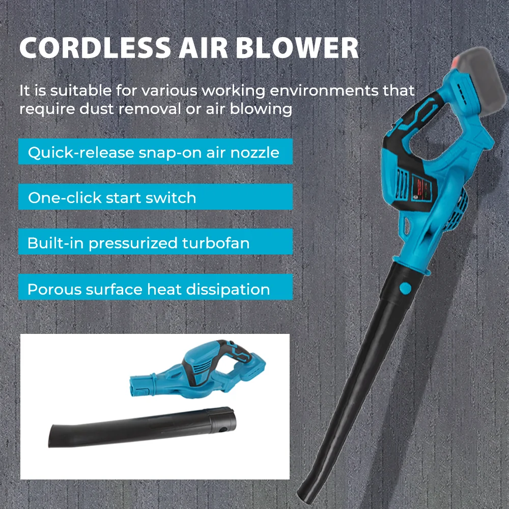 เครื่องเป่าลมไร้สายสำหรับแบตเตอรี่ Makita 18V-21V ลมแรง เครื่องเป่าใบไม้ทรงพลัง กำจัดหิมะ อุปกรณ์ทำความสะอาดสวน (ไม่รวมแบตเตอรี่)