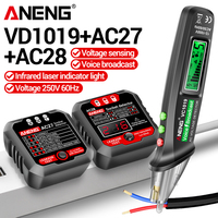Infrared Laser Voice Alarm NCV Test ANENG VC1019/AC27/AC28 LCD Voltage Socket Tester Suit 30mA RCD Circuit Polarity Check Tools