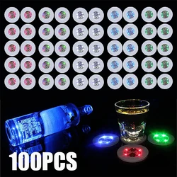 100Pcs LED Tableware Mat Cup  Luminous Sticker Colorful Flashing Bottle Sticker Light-emitting Coaster Stall Bar Light