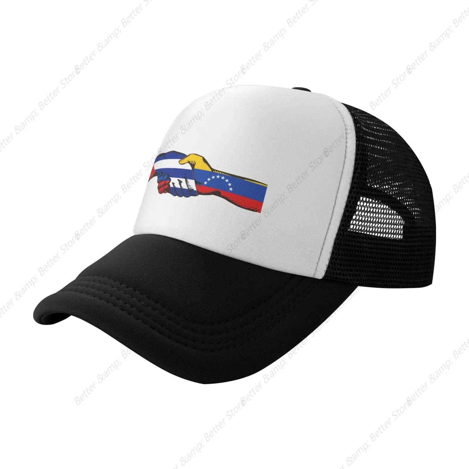 Cuba and Venezuela Flag Shake Hands Mesh Baseball Cap Dad Trucker Hats Baseball Cap  Sun Cap Face Hat