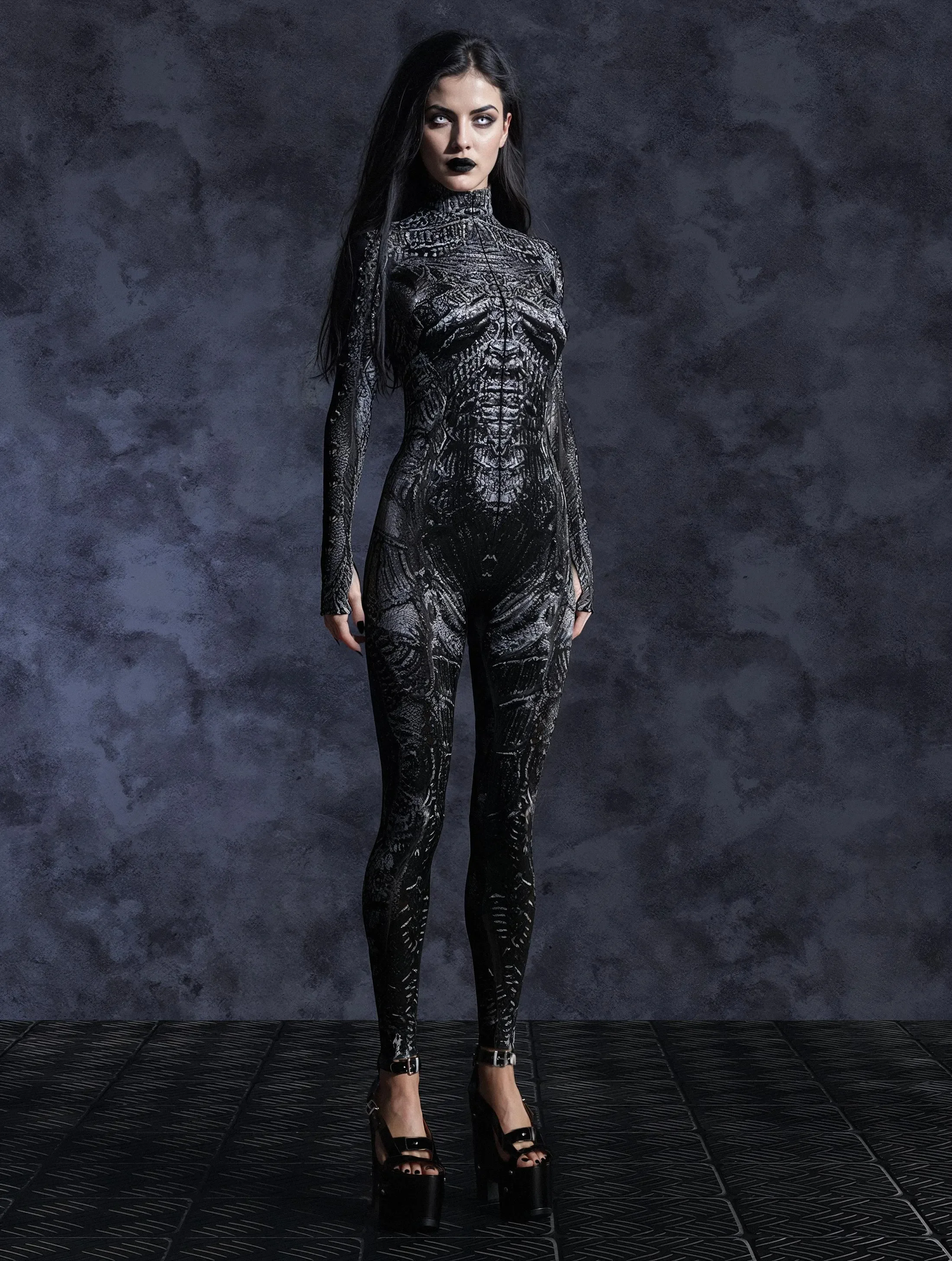 

Cyber Jumpsuit Women Sexy Skinny Rave Party Wear Zombie Onesie Cosplay Costume Fashion Bodysuits Rompers 2025 Halloween Carnival