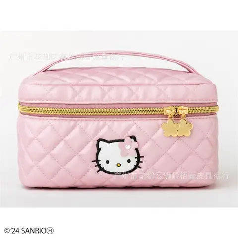 Sac à main de dessin animé mignon Sanurgente Hello Kitty, stockage PU, grande capacité, sac de voyage de maquillage, cadeau, nouveau