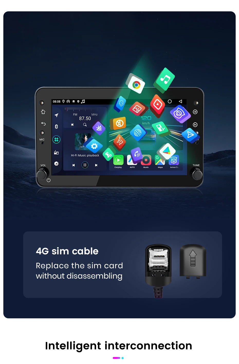Junsun Kabelloses Carplay Android Auto Autoradio für Alfa Romeo 159 Brera Spider Sportwagon GPS Auto-Intelligente Systeme Smart Auto – Detail 18