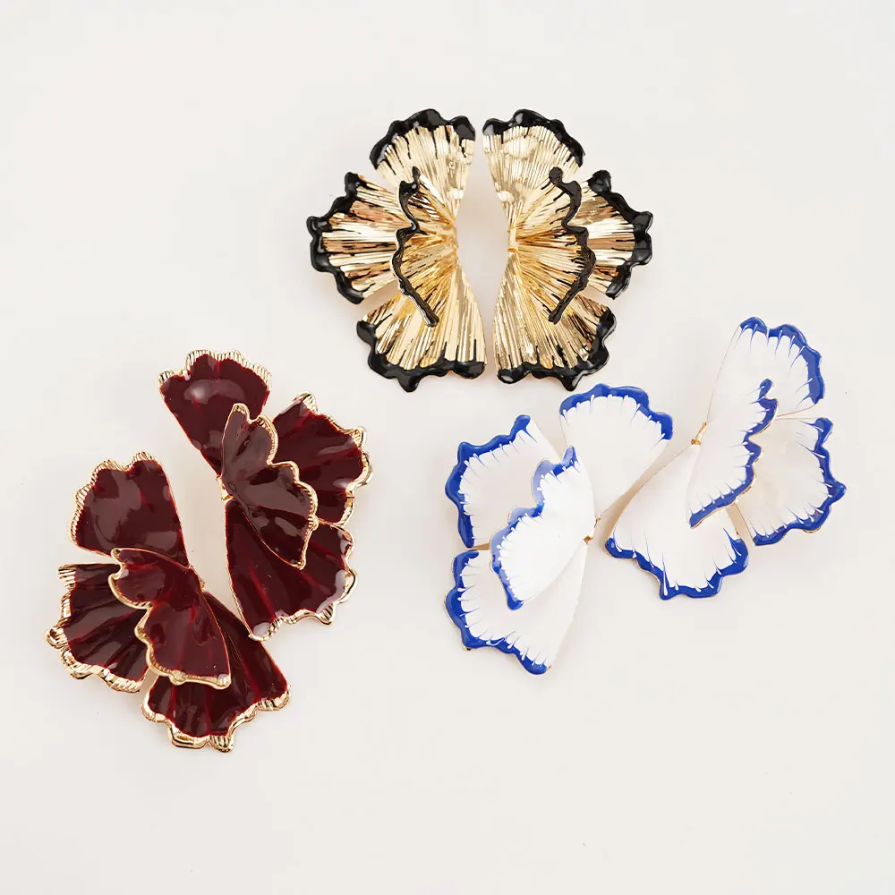 أقراط على شكل فراشة حمراء بوهو مكونة من المينا مجوهرات معدنية جميلة للنساء والفتيات وإكسسوارات الحفلات #2