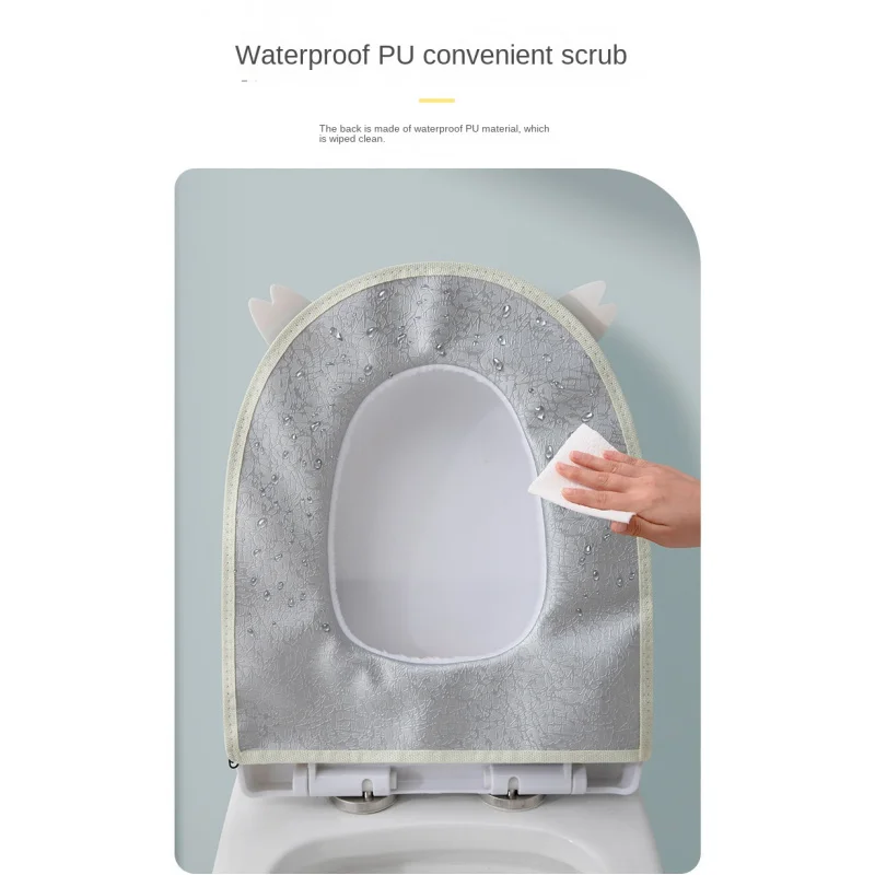 for Winter Home Cute Toilet Mat pad Thickened Warm WC Seat warmer case cushion Zipper soft Toilet rim Seat cape Cover Universal