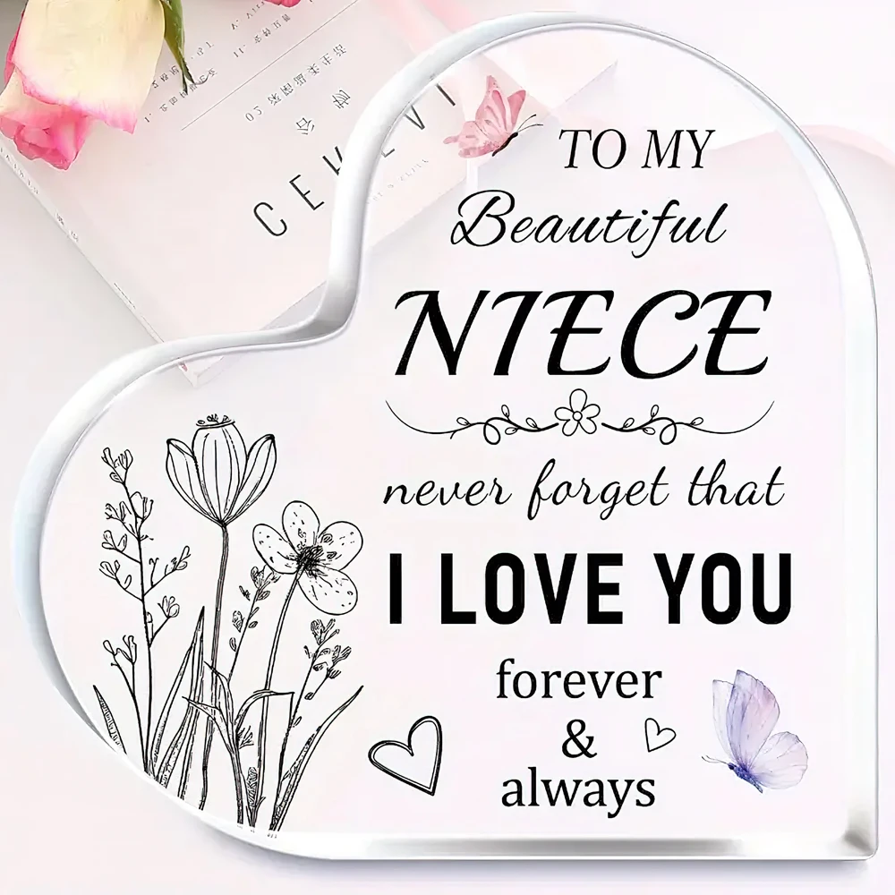 [2D Flat] 1pc Acrylic Heart-Shaped Keepsake for Niece - 