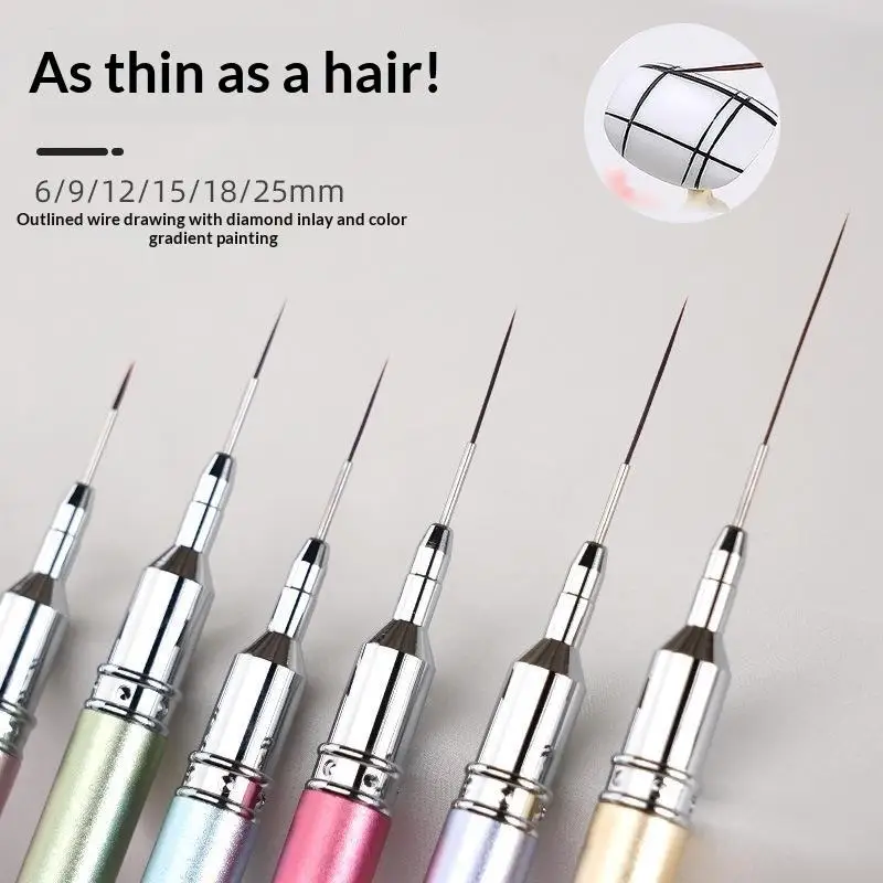 Long Line Drawing Pen With Cap 6/9/12/15/18/25mm Nail Art Liner Brush For UV Gel Polish Painting Manicure Tool 1Pcs Ultra Thin