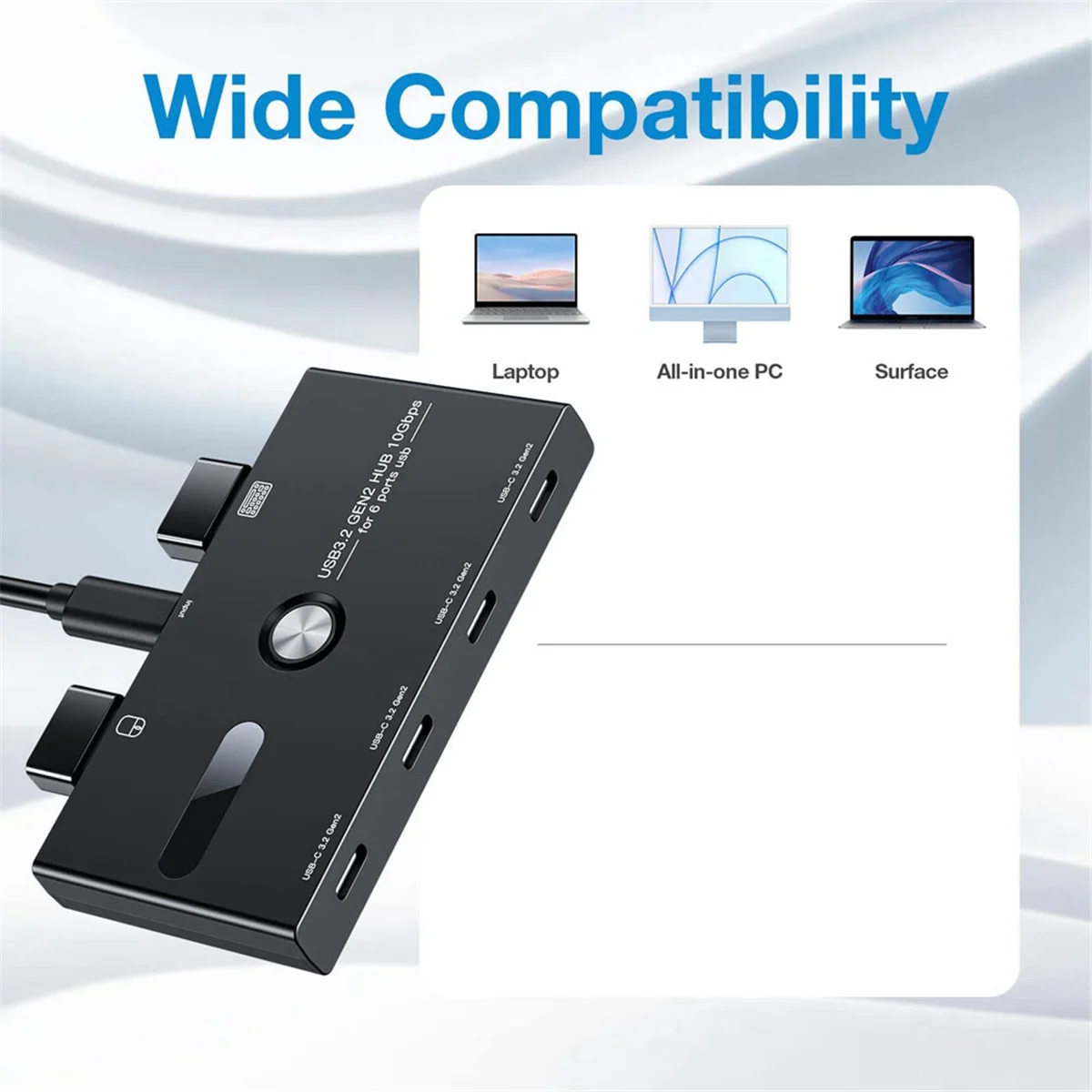 10Gbps USB C ハブ、6ポート USB C スプリッター、PC、ラップトップ用 USB C - USB C ハブ、HUB ハブ 3.2 Gen2 4ポート USB C スプリッター