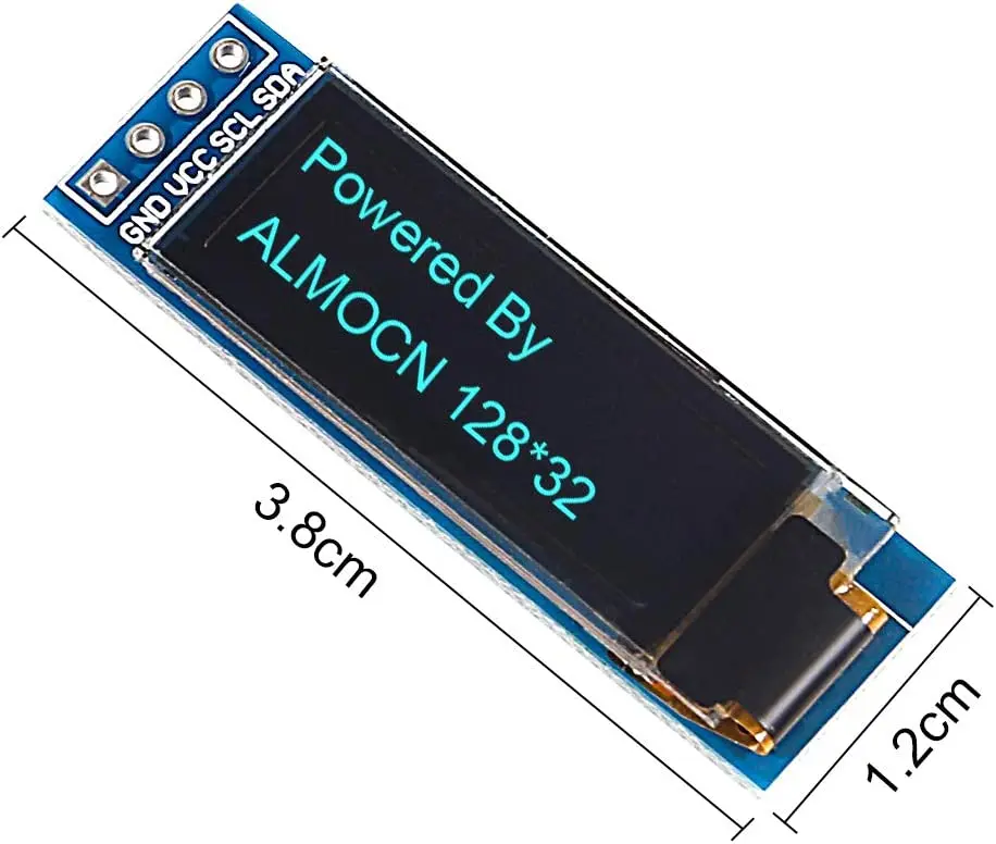 0.91 Polegada iic módulo de exibição oled i2c ssd 1306 led 128x32 driver de tela dc 3.3v ~ 5v