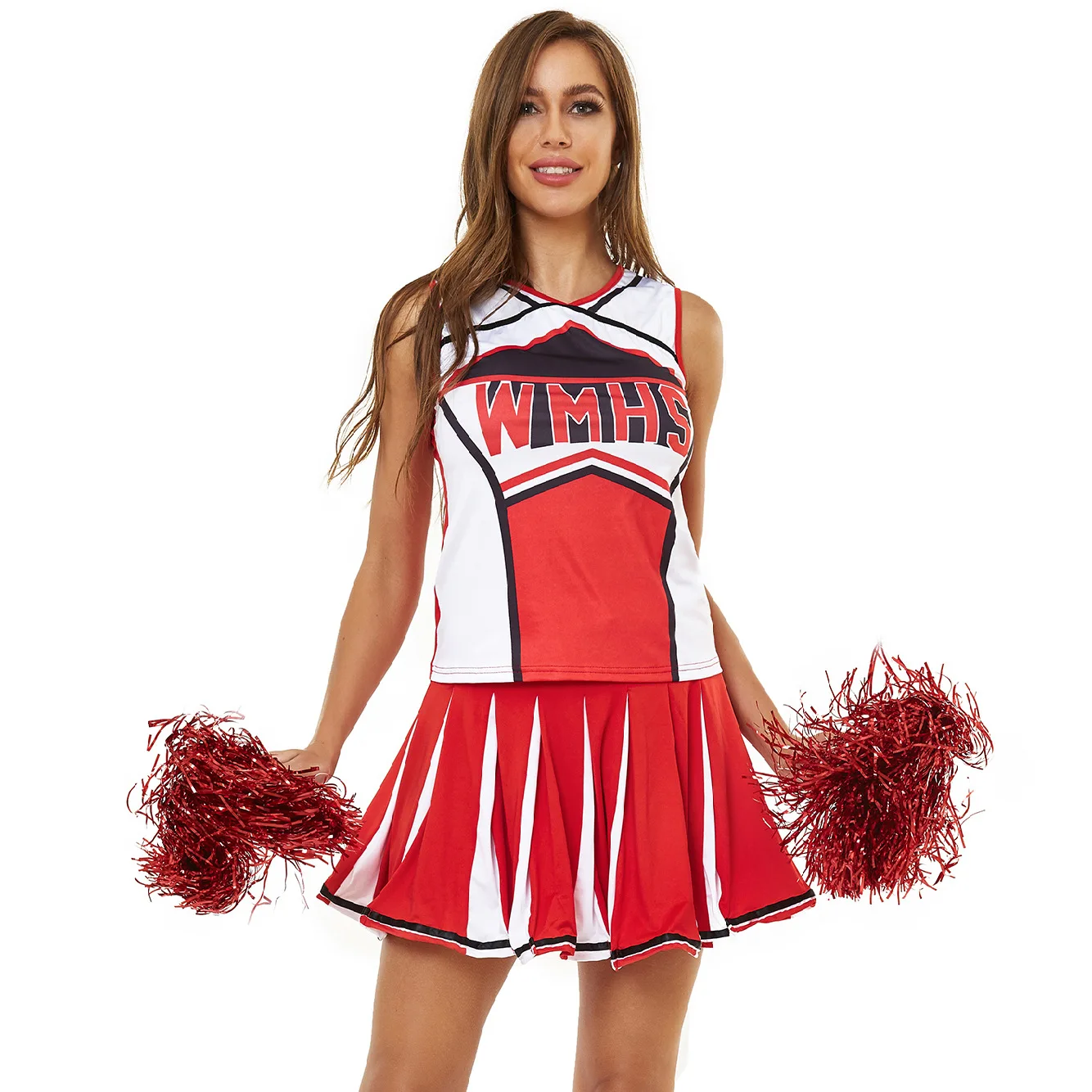 

Sexy Cheerleading Costume for Women Uniform Dress Lady Cheerleader Dance Club Singlet Cheering Pull-up Flower Football Match