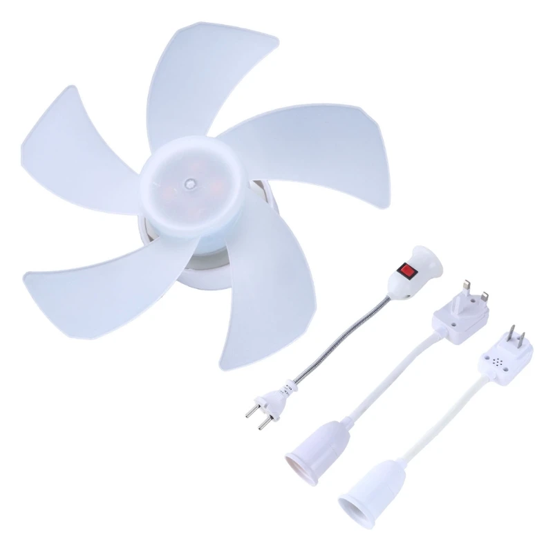 5W Small Cooling Fan E27 Home Ceiling Fan Desktop Fan 360 Degree Adjustment for Kitchen Bedroom Dormitory Living Room