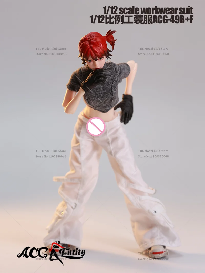 ACG-49 1/12 Schaal Wijde Pijpen Cargo Broek Slim Fit Korte Tops Smart Werkkleding Set Vrouwelijke Kleding Voor 6-inch Action Figure Soldaat