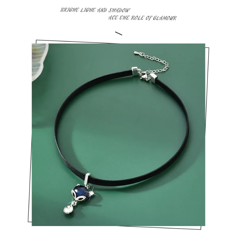 

2025 Neckbands, fox skin collars, women's fashionable leather rope necklaces, light luxury niche neckchains, collarbone chains