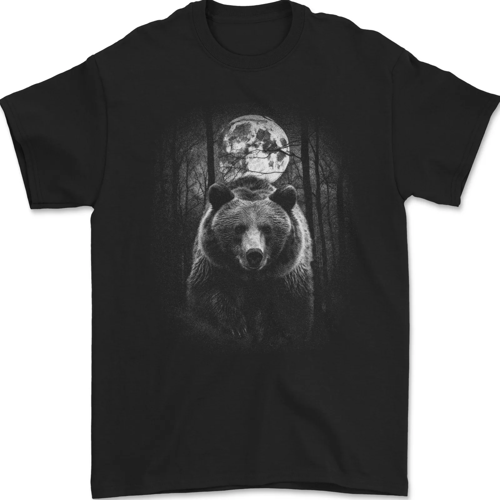 Moonlit Grizzly Bear In the Wilderness Mens  Cotton T-Shirt