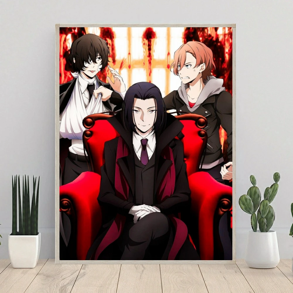 Bungo bezpańskie psy 5D obraz diamentowy DIY mozaika japonia Anime rzemiosło haft diamentowy w pełni z okrągłych wierteł ścieg krzyżykowy Home Decor