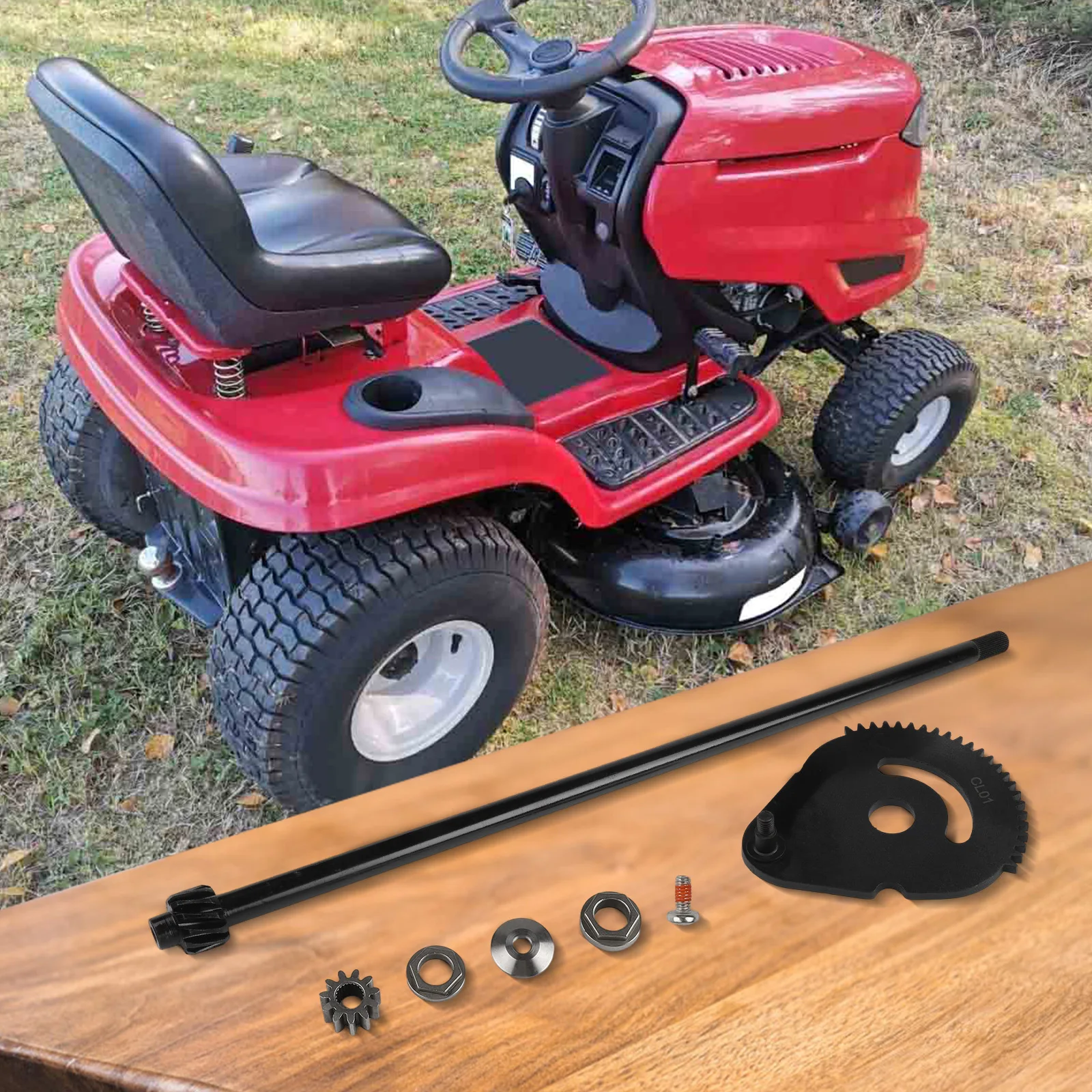 Steering Gear and Rod Shaft For For Craftsman and For Troy Lawn Mowers Comes with Bushing For For Reduced Wear and Tear