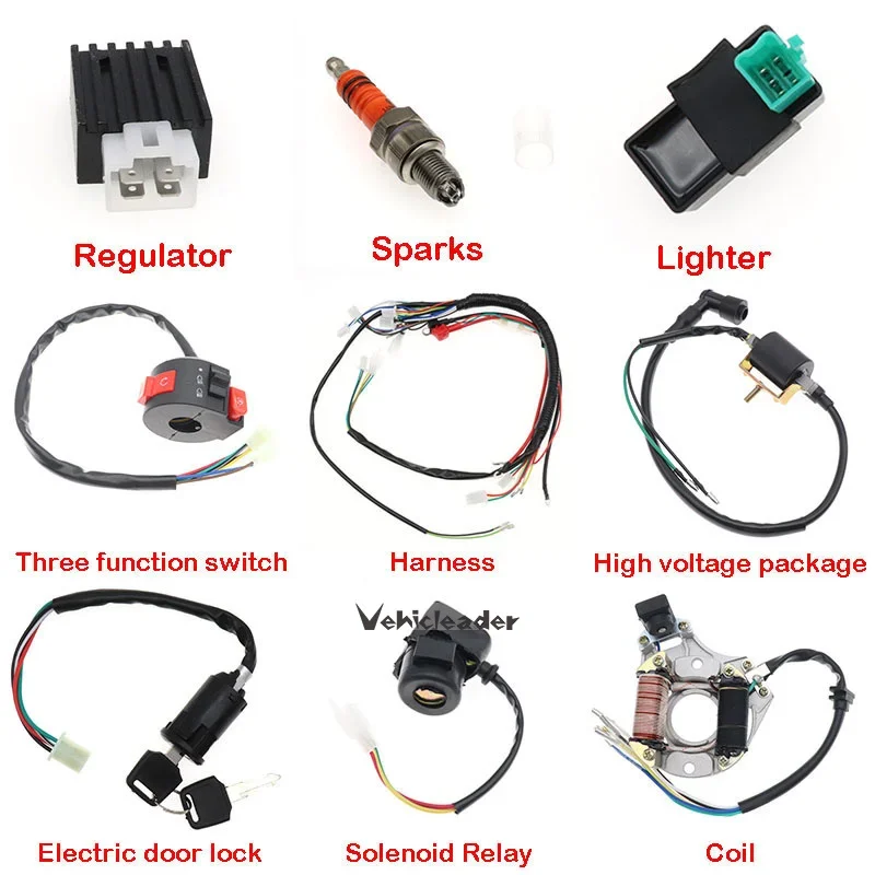 1Set Electric Start Engine Wiring Harness Coil CDI Solenoid Relay For 50cc 70cc 90cc 110cc 125cc 2/4 Stroke ATV Pit Quad Scooter