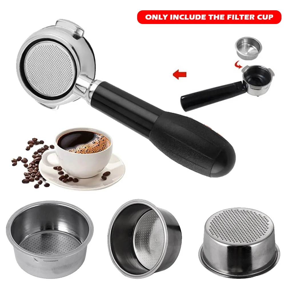 

Coffee filter cup 51mm stainless steel filter basket 2 cups single wall non-pressurized coffee machine filter kitchen tool