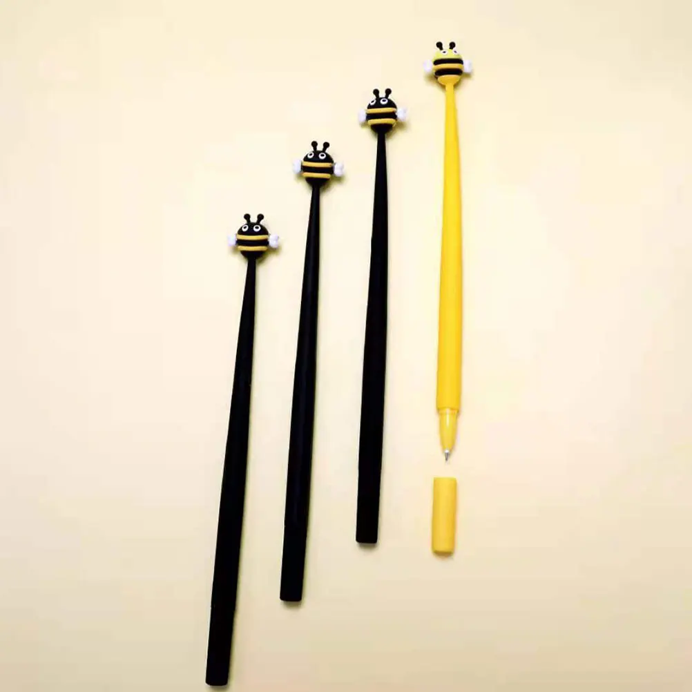 

4 PCS Gel Pen Ink Rose Funny Silicone Pens for Students Bee Stationery Cartoon Decorative