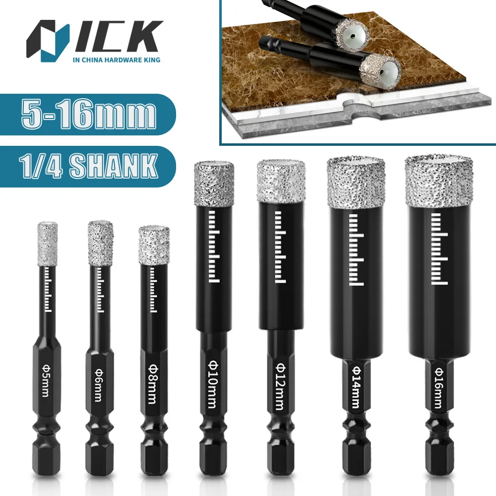 

Hexagonal Shank Brazed Dry Ceramic Tile Diamond Drill Bit 5-16mm Hole Saw Marble Ceramic Granite Porcelain Cup Saw Hole Opener