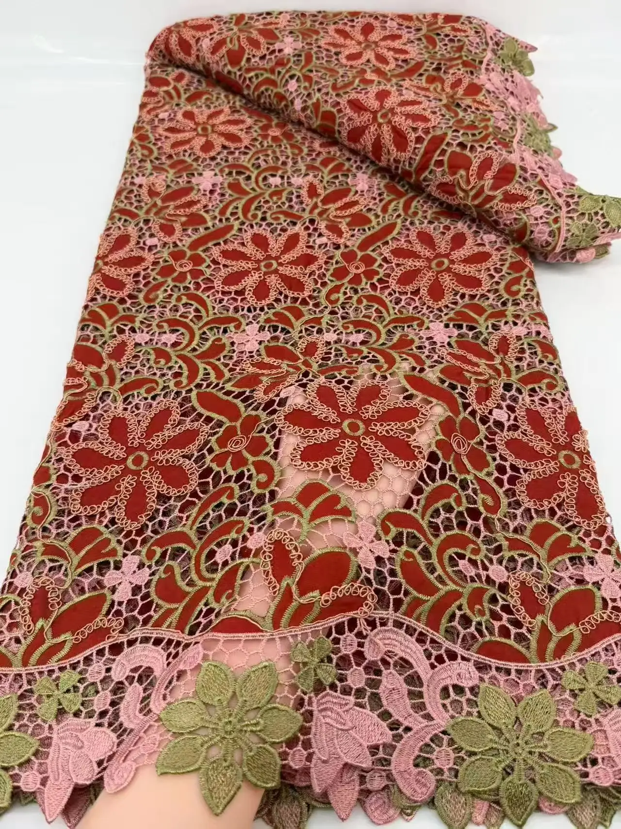 

African Guipure Cord Lace Fabric 2026 High Quality Water Soluble French Lace Fabric For Woman Birthday Party Dresses