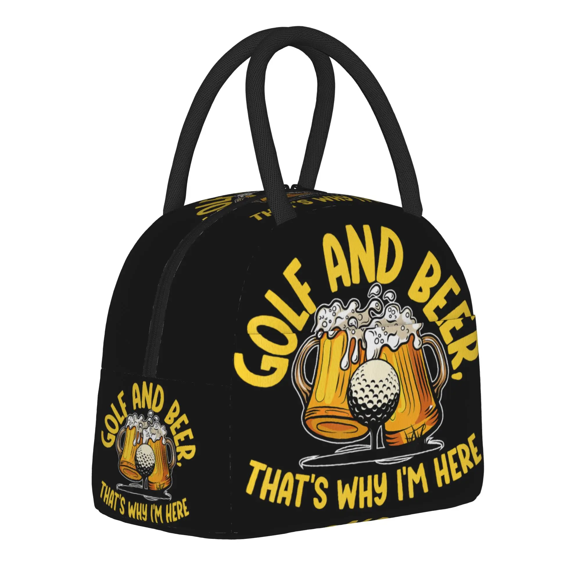 

Golf&Beer That's Why I'm Here Handheld Thermal Cooler Bag Father's Day Reusable Insulated Lunch Bags Trendy Food Box For Picnic