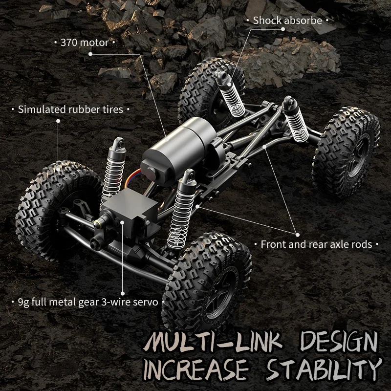 Voiture de course tout-terrain RC 1/18, chenille légère, télécommande 2.4G, véhicule électrique, Simulation, voiture d'escalade, jouets pour cadeau de noël
