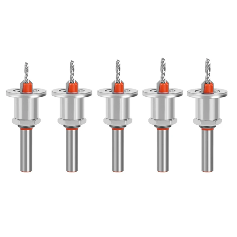 

5Pc HSS Countersink Woodworking Router Bit Set Milling Cutter Screw Extractor Demolition Wood Core Drill Bits