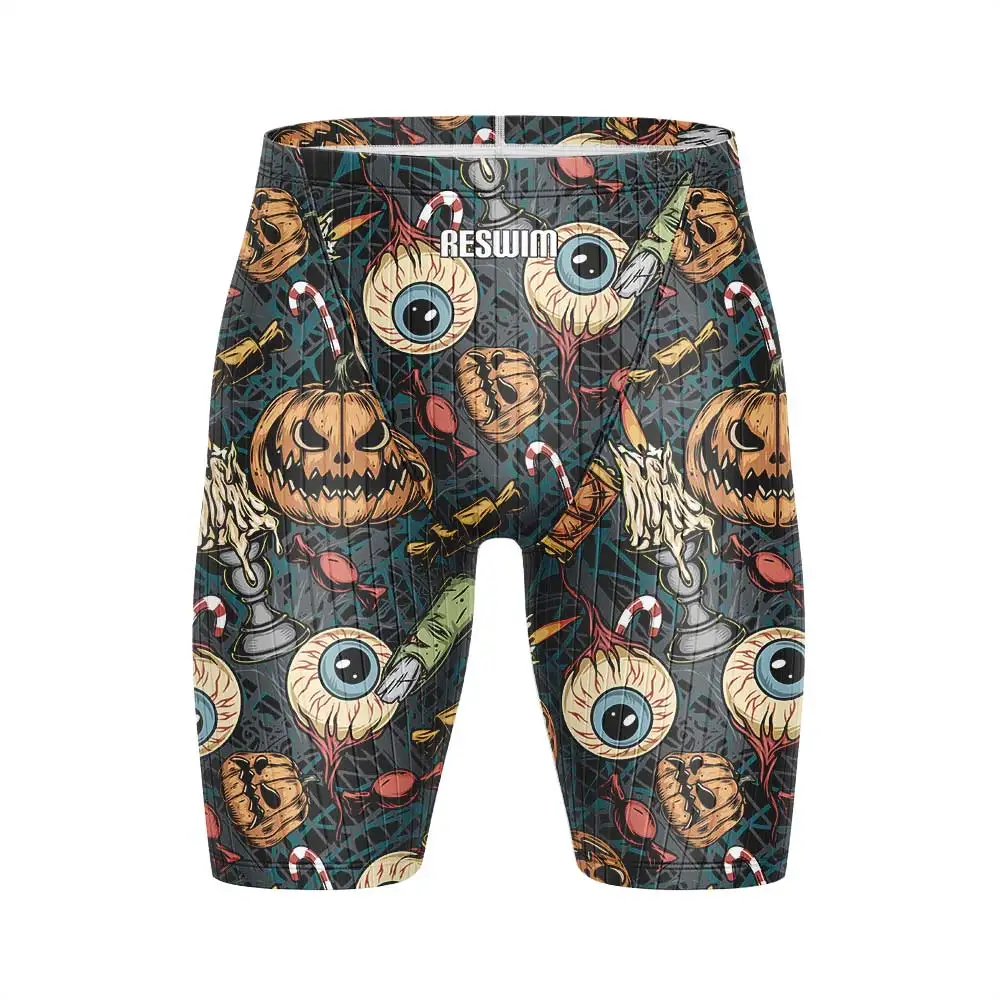 

New Halloween Swim Jammer Swimsuit Shorts Men's Swimming Trunks Beach Tights Pants Athletic Training Swimwear Swimming Suit