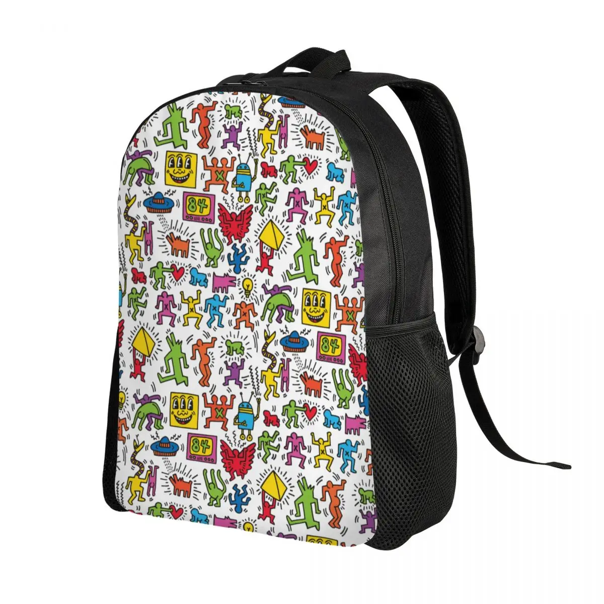 Custom Kaleidoscope Colors Three Eyed Face Haring Dance Backpacks for Women Men Water Resistant College School Bag Print Bookbag