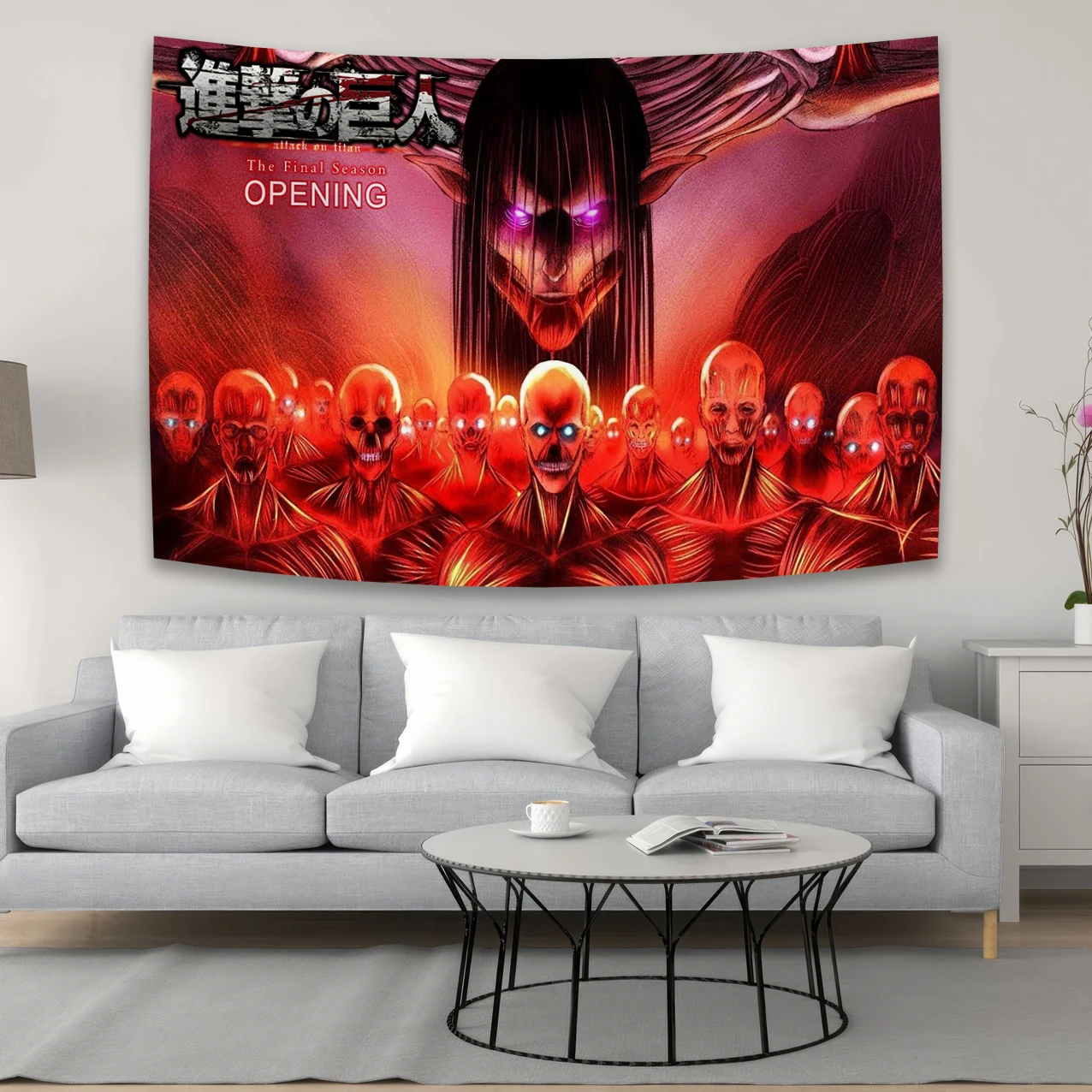 Атака-Титанов-холст-гобелен-аниме-Настенный-декор-для-спальни-игровой-комнаты-флаги
