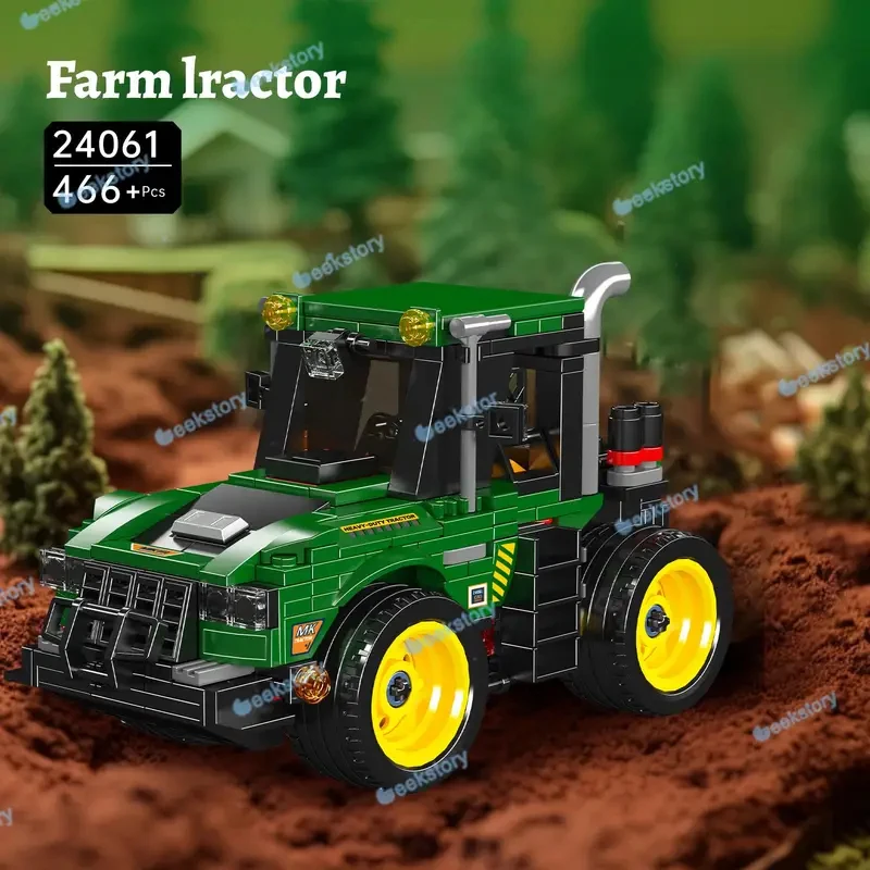 

MOC 466pcs Farm Tractor Model Building Blocks Creative 24061 Vehicle Boys Assembled Collectible Ornament Small Bricks Toys Gifts