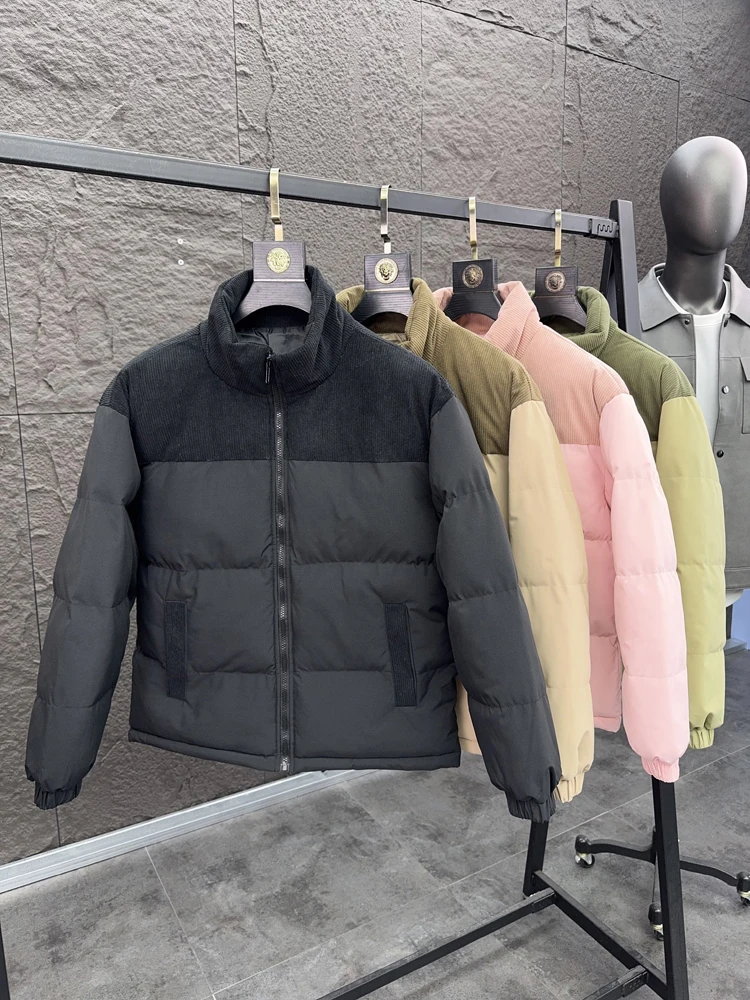 

Svip Trendy Retro Bread Jaet Winter Faionable Collar Splicing Thiened Warm Casual Cotton Coat Men Women Cotton Clothes