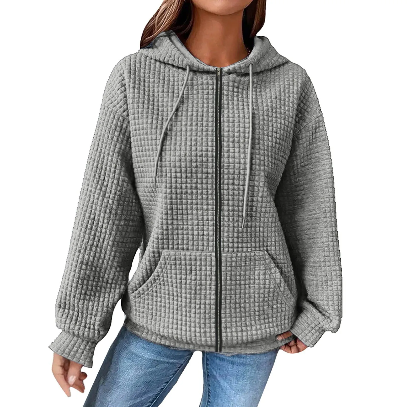 Ladies' Solid Color Solid Chain Long Sleeve Paneled Ladies' Sweater Casual Long Sleeve Top Hoodie Sweater Dresses for Women