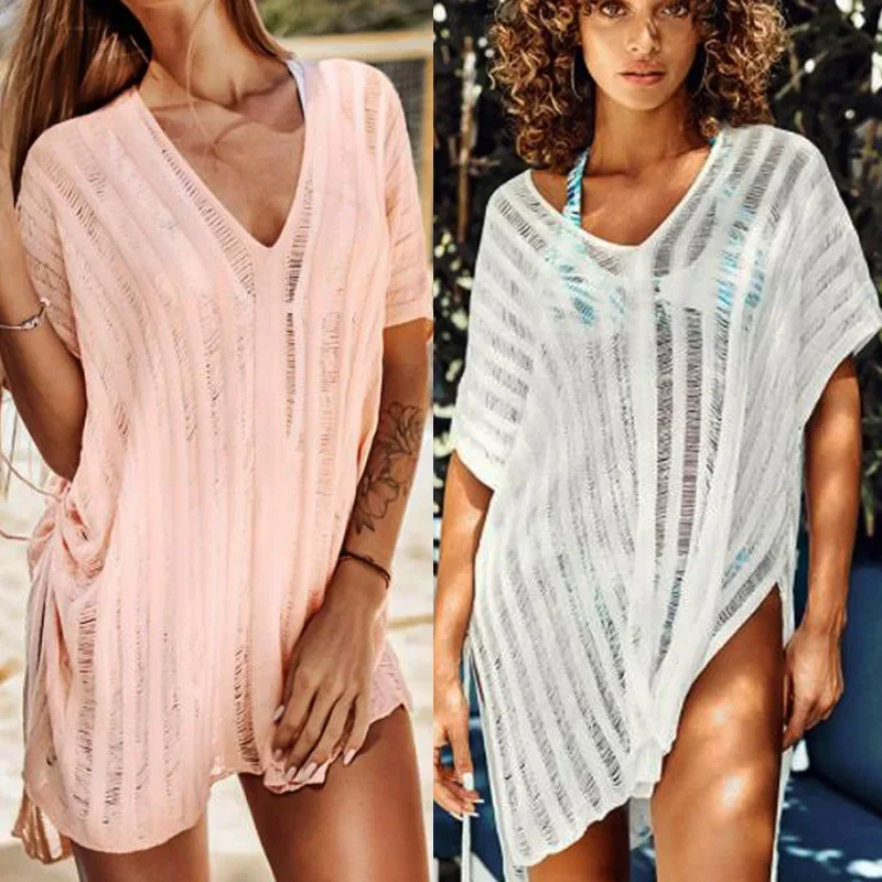 

Spring/Summer 2021 new hollow knit sweater loose bikini outside swimsuit blouse beach sunscreen clothing women