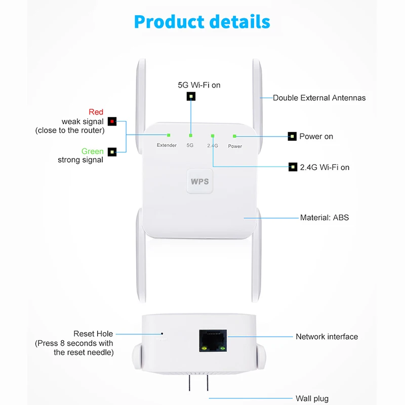 5G wzmacniacz sygnału WIFI bezprzewodowy Adapter Wi-Fi bezprzewodowy daleki zasięg Extender Port LAN 1200AC wzmacniacz dwuzakresowy wzmacniacz