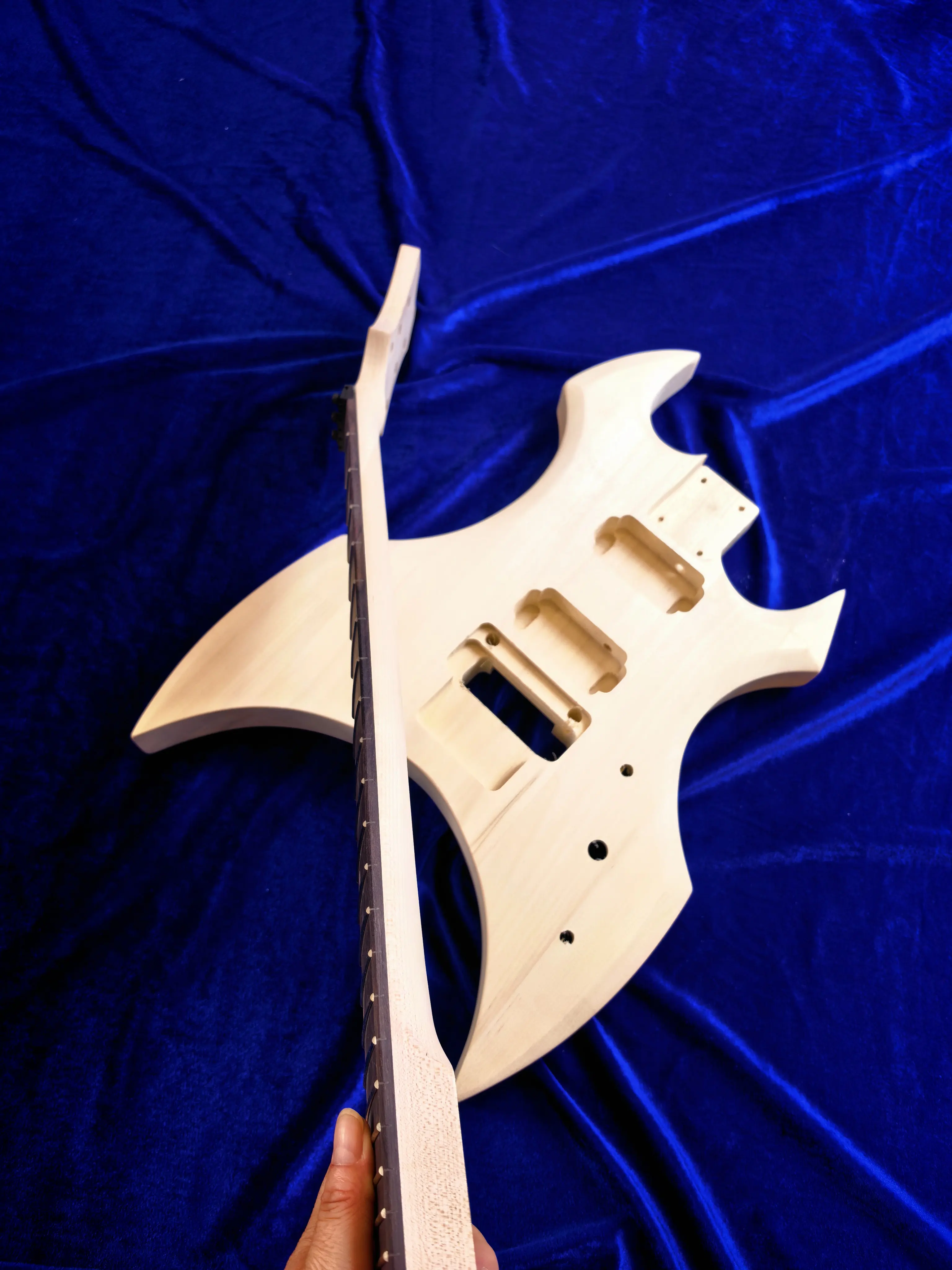 Unfinished Special Shape Electric Guitar Kit, DIY Guitar Body + Neck, Solid Wood Guitar Builder Kit, Devil Horn Guitar DIY - view 3