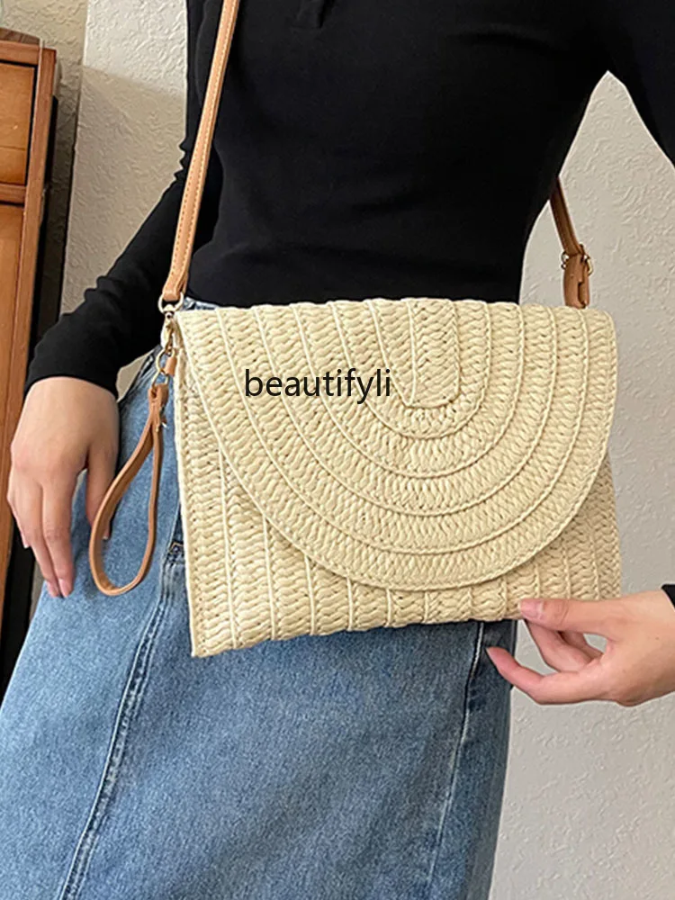 Women's Summer New Fashion Woven Bag Minority Simple Casual Straw Bag Shoulder Bag