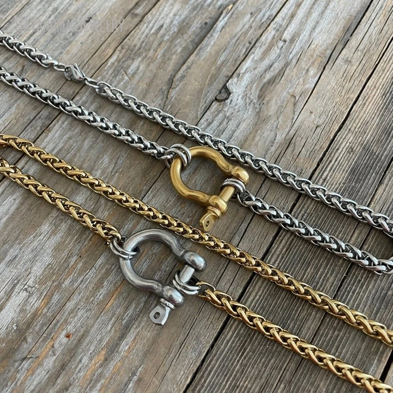 

10Pcs Horseshoe Shackle Stainless Steel Necklace Chunky Choker Bold Punk Statement Carabiner Women Jewelry