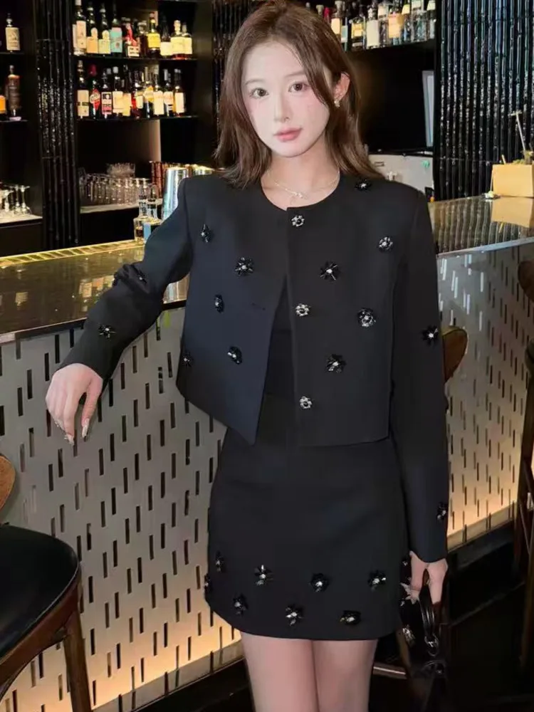 

2024 autumn new in matching sets 2 piece sets women outfit Blazer Coat + Short Skirt Fashion conjuntos femininos elegantes