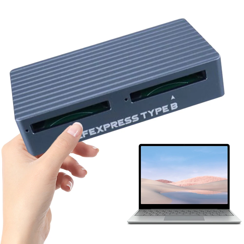 Pembaca kartu memori CFexpress tipe B, Slot ganda 40Gbps CFexpress tipe B adaptor kartu 4TB Plug and Play untuk kartu CFexpress tipe B