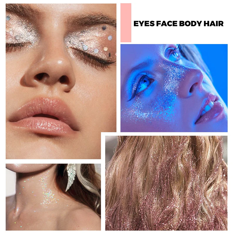 Flüssige Körper Glitter Pailletten, Meerjungfrau Gesicht Glitter Make-up Pailletten, Haar glitzert Körper Schimmer für Party Festival und Bühne 1 stücke